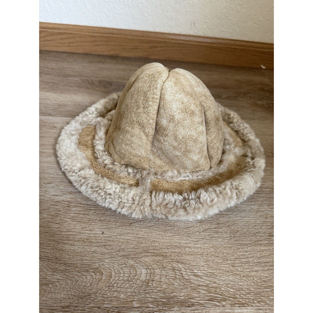 Vintage Suede Sherpa Fuzzy Bucket Hat Size Small Unisex - Picture 1 of 3